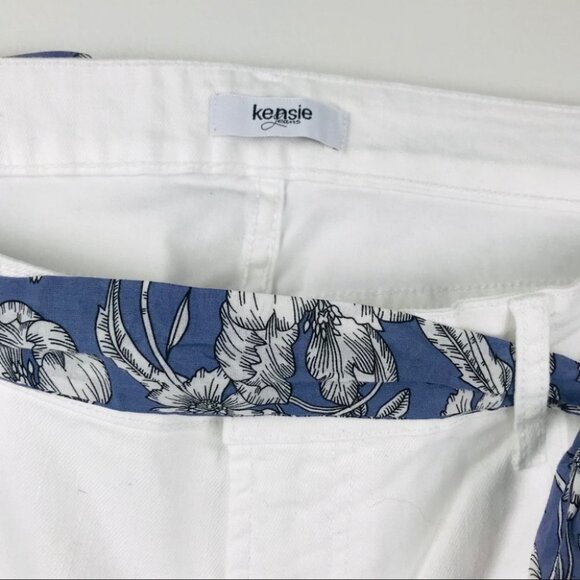 NWT Kensie White Belted Crop Ankle Slim  straight Relaxed Fit Jean Women size 14 - Picture 13 of 16